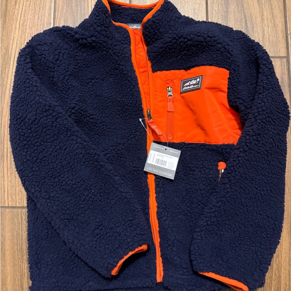 Eddie Bauer Dark Blue and Bright Orange Fleece Jacket